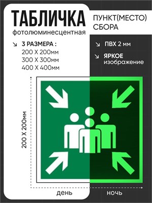 Е21tf  Пункт (место) сбора  табличка фотолюминесцентная ПВХ- 2 мм Е21tf
