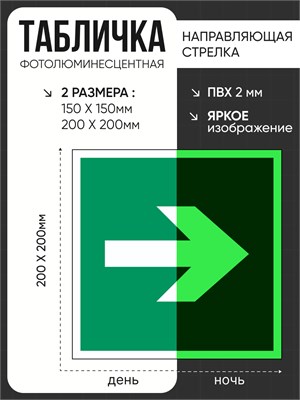 Е02-01 Направляющая стрелка размер  табличка фотолюминесцентная пластик 2 мм Е02-01tf