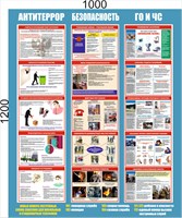 Стенд Антитеррор,Безопасность, ГО и ЧС размер 1000 х 1200 пластик 3 мм