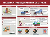 Стенд Правила поведения при обстреле - размер 1200 х 900мм, ПВХ-3мм