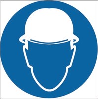 М02t Знак безопасности работать в защитной каске  табличка ПВХ-2мм