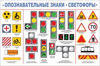 Стенд Опознавательные знаки; светофоры - размер 1200 х 800мм, ПВХ-3мм