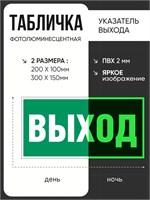 E22 Указатель выхода  табличка фотолюминесцентная пластик - 2 мм E22tf