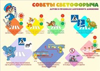 Стенд Советы светофорыча (детям о ПДД) 1400 х 1000 пластик 3мм ДБ16