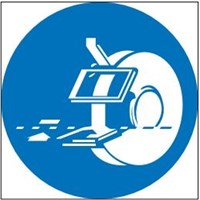 М39 Соблюдайте меры безопасности при работе с электрическим наждаком - наклейка