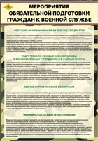 Стенд "Мероприятия подготовки граждан к военной службе" 700 х 1000 пластик 3мм 26664