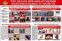 Стенд Что делать при обнаружении подозрительных устройств размер 1200 х 800 пластик 3 мм