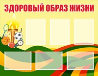 Стенд «Здоровый образ жизни». Карманы плоские А4 - 6шт.  пластик 3мм 1150 х 900мм