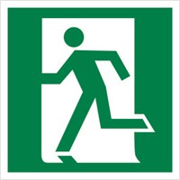 Е 01-01 выход здесь (Левосторонний) размер 200 х 200 фотолюминесцентная наклейка