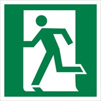 Е 01-01 выход здесь (Левосторонний) размер 200 х 200 фотолюминесцентная табличка пластик 2 мм