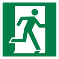 Е 01-02 выход здесь (Правосторонний) размер 200 х 200 фотолюминесцентная табличка пластик 2 мм