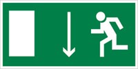 Е 09 Указатель двери эвакуационного выхода (правосторонний) размер 300 х 150 фотолюминесцентная наклейка