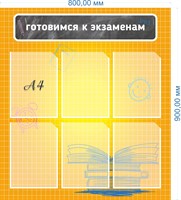 Стенд  Готовимся к экзаменам 800 х 900 мм пластик 3мм  6 карманов формата А4
