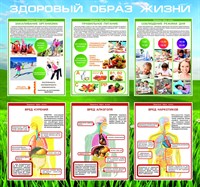 Стенд Здоровый образ жизни размер 800 х 750 пластик 3 мм