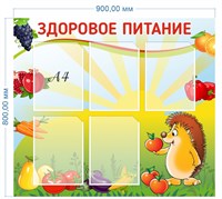 Стенд Здоровое питание 800 х 900 пластик 3мм, карманы А4-5шт.