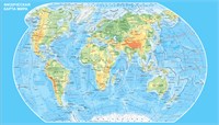 Стенд Физическая карта Мира 1400 х 800 пластик 3мм