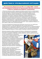 Стенд "Действия в чрезвычайной ситуации" формат А2  594 х 420 пластик 3мм