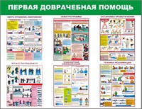 Стенд Первая доврачебная помощь (цвет зелёный)  размер 1100 х 850 пластик 3 мм