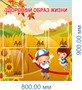 Стенд Здоровый образ жизни 900 х 800 пластик 3мм, карманы А4-4шт. ЗОЖ02