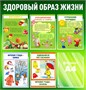 Стенд Здоровый образ жизни 570 х 720мм с вложениями времена года, карман А4-6шт., ПВХ-3мм ЗОЖ11
